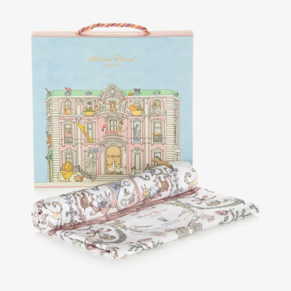 Pink Toile De Jouy Cotton Swaddle (95cm)