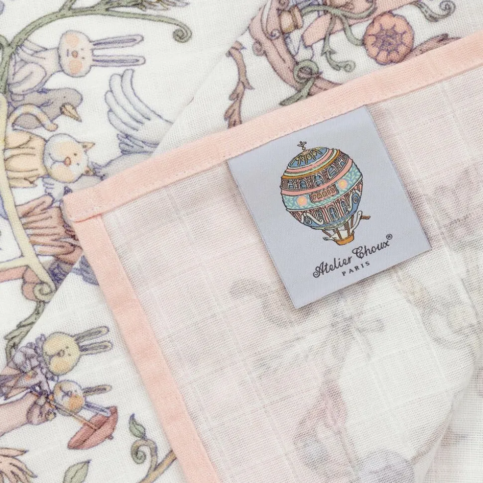 Pink Toile De Jouy Cotton Swaddle (95cm)