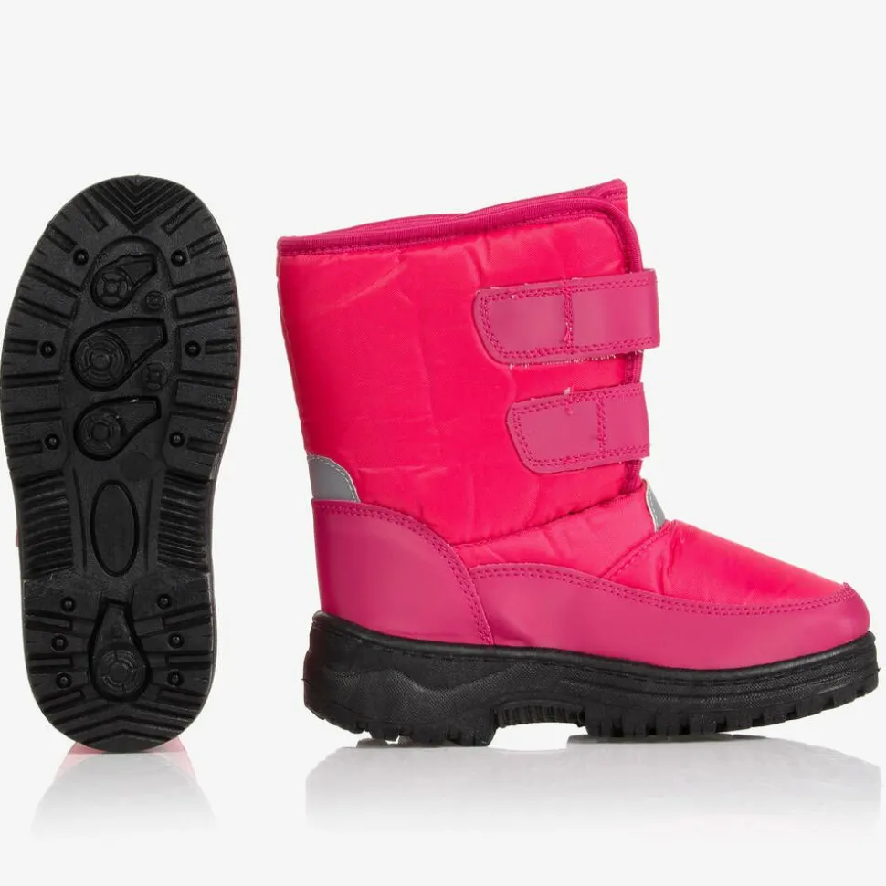 Pink Velcro Snow Boots