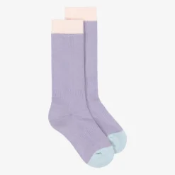 Purple Organic Cotton Knitted Ski Socks