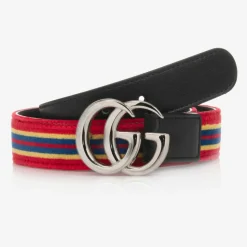 Red & Blue Striped Velvet Belt