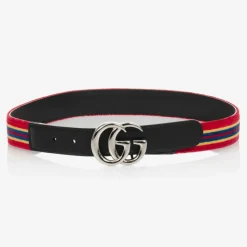Red & Blue Striped Velvet Belt