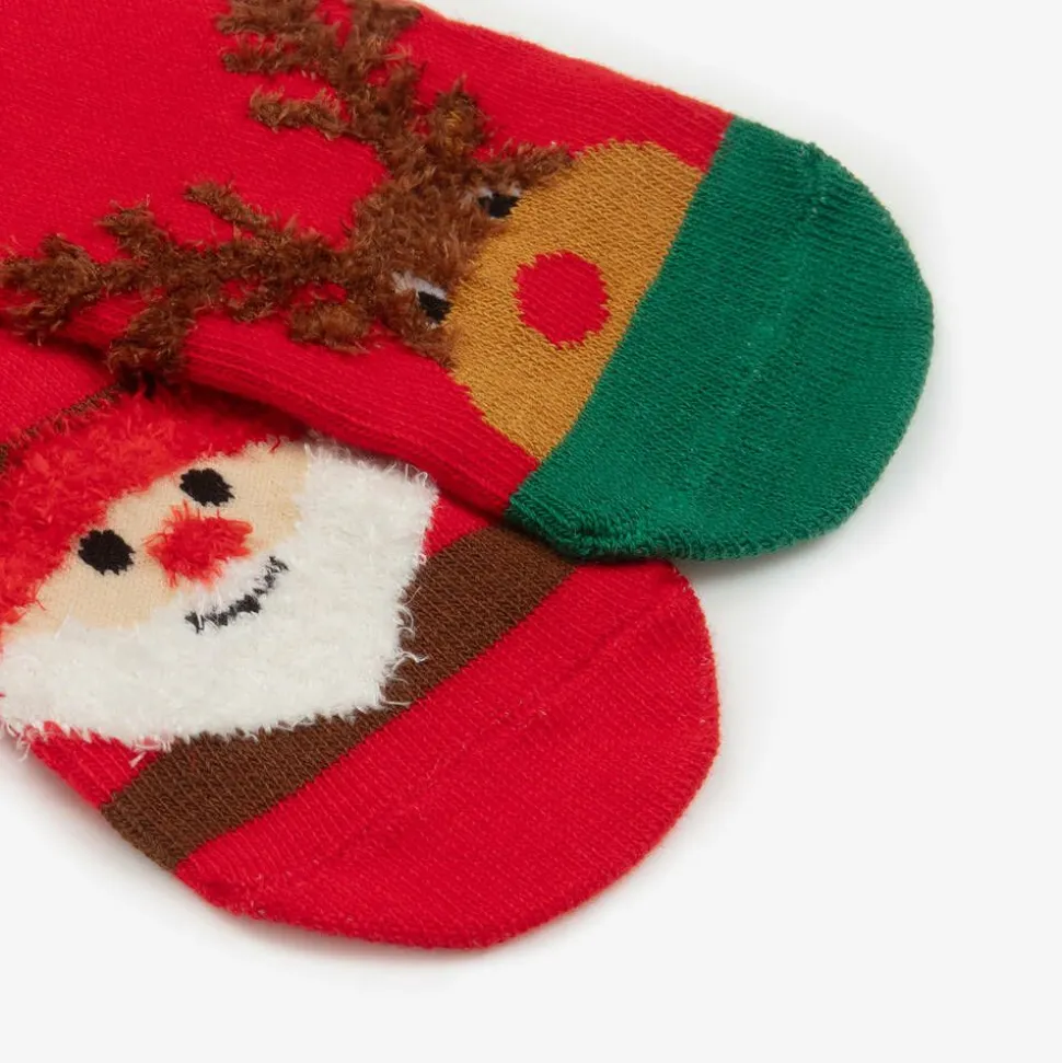 Red & Green Cotton Festive Socks (3 Pack)