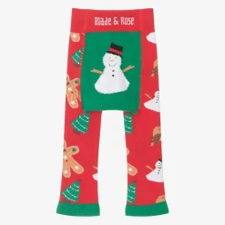 Red & Green Festive Snowman Cotton Leggings