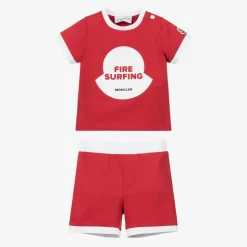 Red Cotton Shorts Set