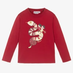 Red Cotton Snake Print Top