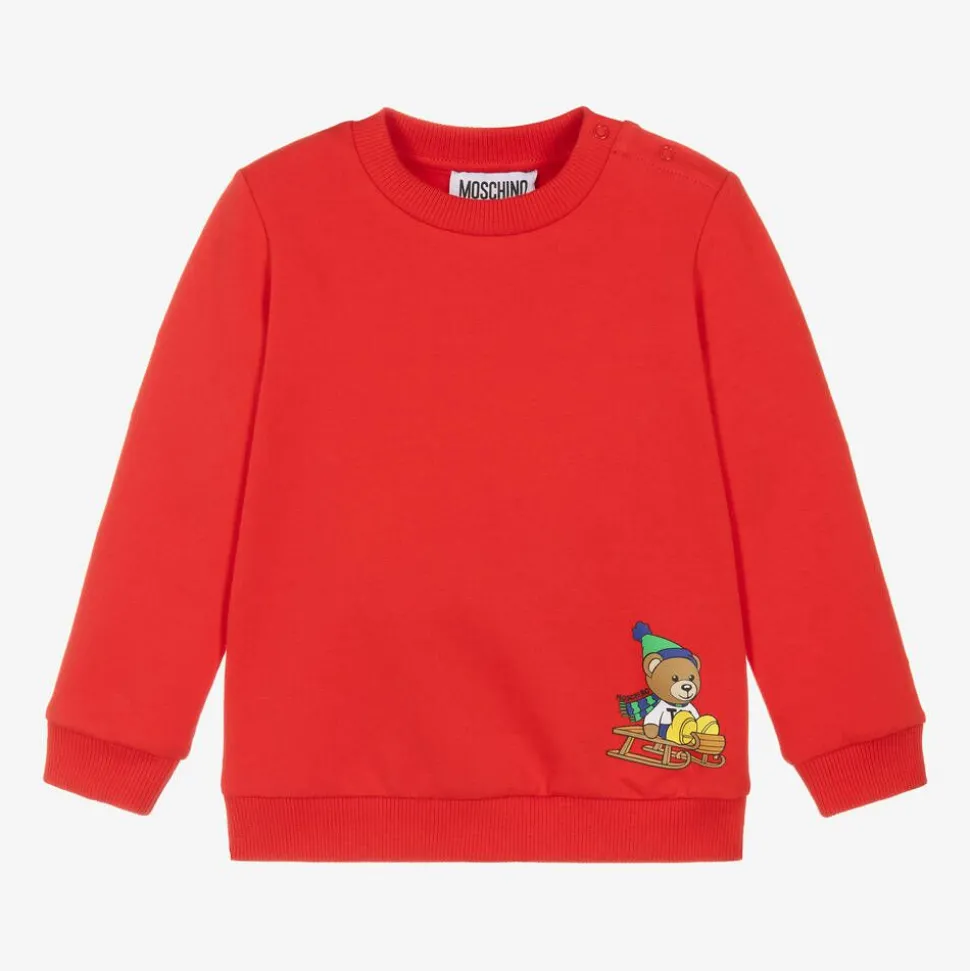 Red Cotton Teddy Bear Sweatshirt