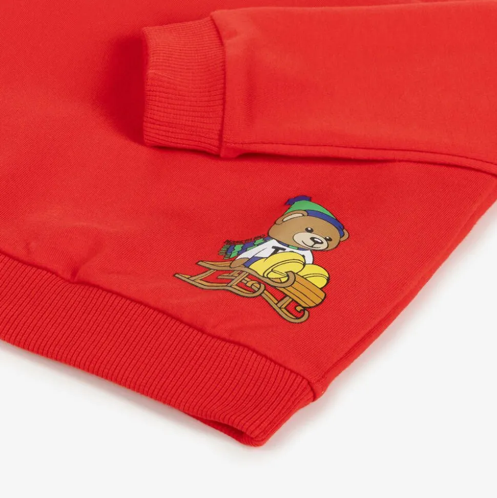 Red Cotton Teddy Bear Sweatshirt