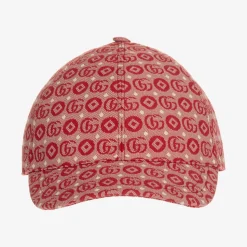 Red Double G Geometric Cotton Jacquard Cap