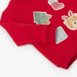 Red Festive Cotton Baby Sweatshirt