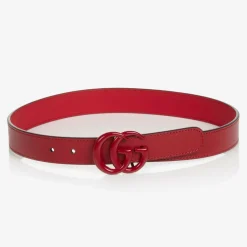Red Leather Double G Logo Belt