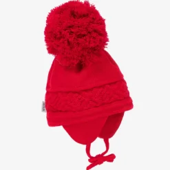 Red Malva Knitted Giant Pom-Pom Beanie