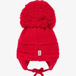 Red Malva Knitted Giant Pom-Pom Beanie