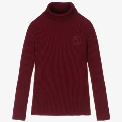 Red Ribbed Wool GG Rollneck Sweater