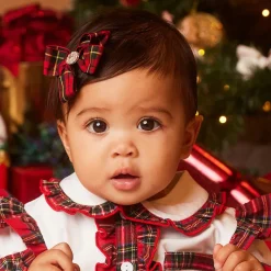 Red Tartan Bow Hair Clip (7cm)