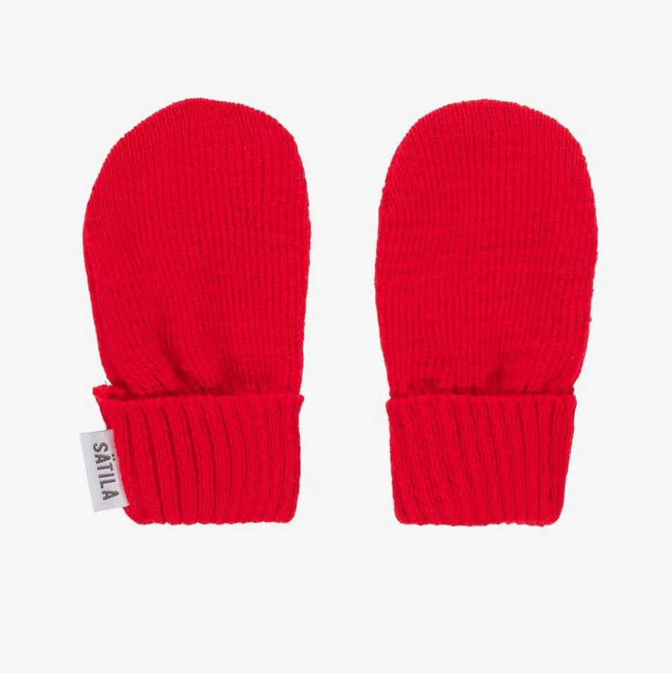 Red Trixie Knitted Baby Mittens