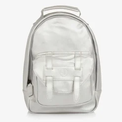 Silver Faux Leather Mini Backpack (27cm)