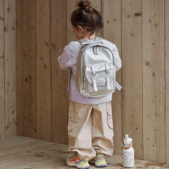 Silver Faux Leather Mini Backpack (27cm)