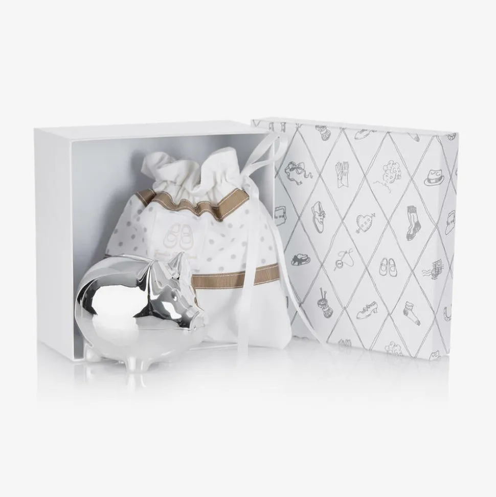 Silver Piggy Bank Gift (10cm)