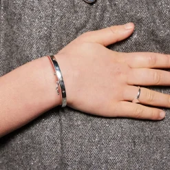 Sterling Silver & Diamond Star Bangle