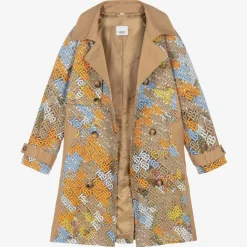 Teen Beige Monogram Trench Coat