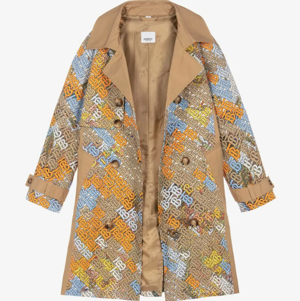 Teen Beige Monogram Trench Coat