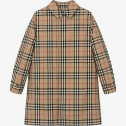 Teen Boys Beige Check Reversible Car Coat