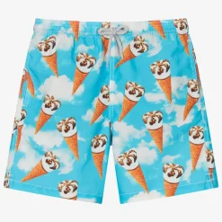 Teen Boys Blue Ice Cream Print Swim Shorts