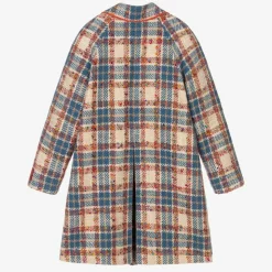 Teen Girls Beige Check Coat