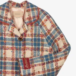 Teen Girls Beige Check Coat