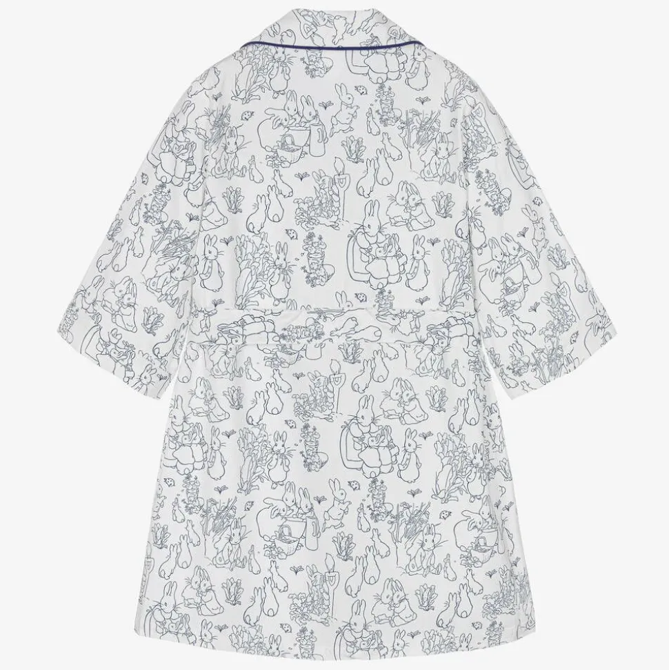 White & Blue Cotton Dressing Gown