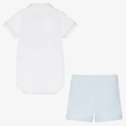 White & Blue Shorts Set