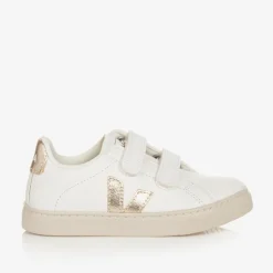 White & Gold Leather Esplar Trainers