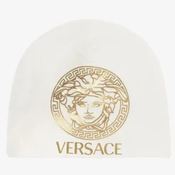 White & Gold Medusa Logo Baby Hat
