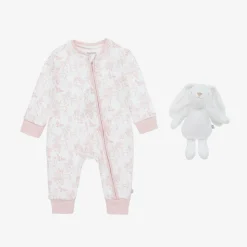 White & Pink Cotton Babysuit Gift Set