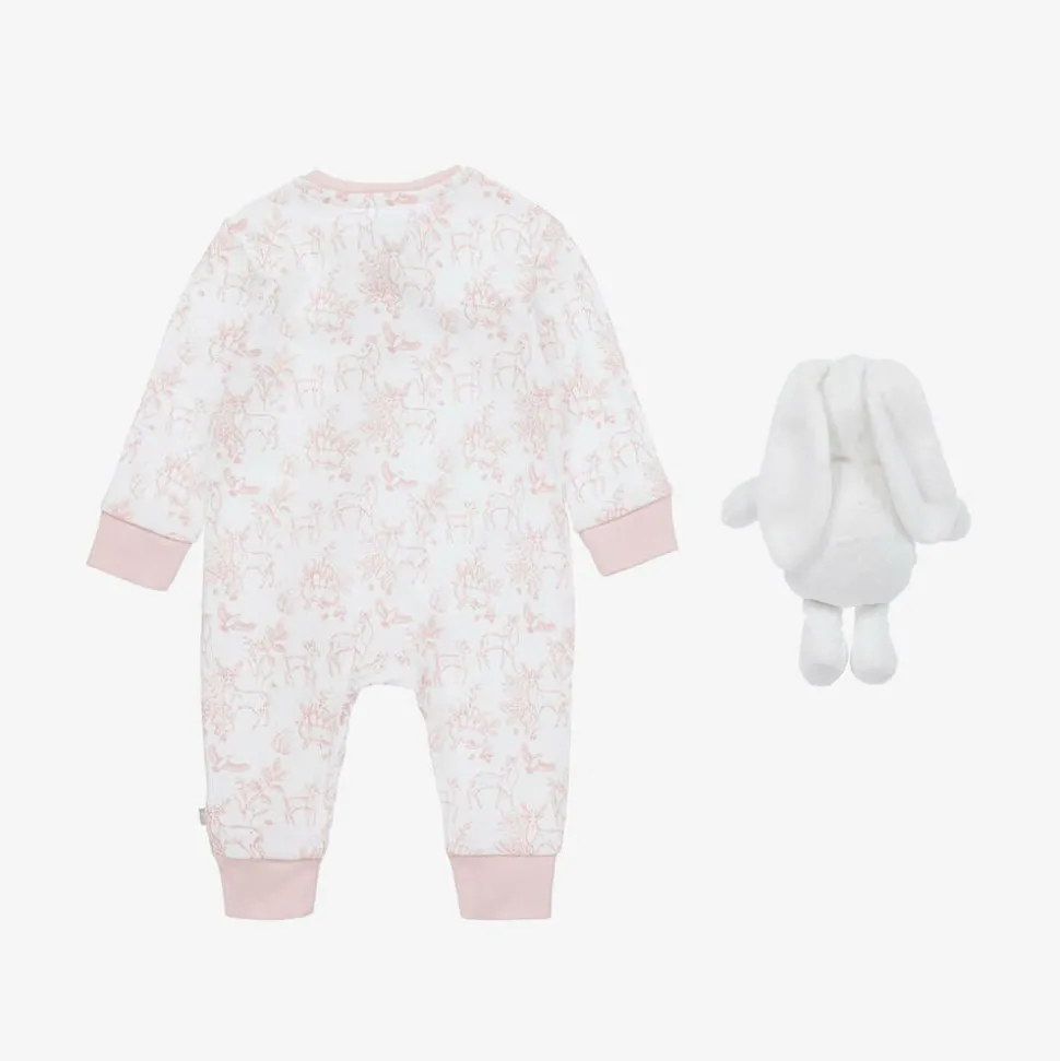 White & Pink Cotton Babysuit Gift Set
