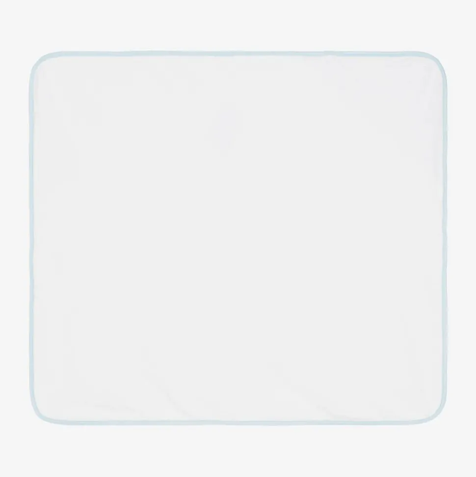 White & Blue Cotton Hooded Towel & Mitt Set