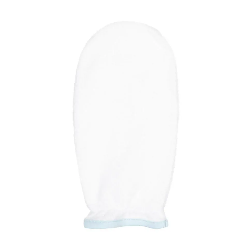 White & Blue Cotton Hooded Towel & Mitt Set