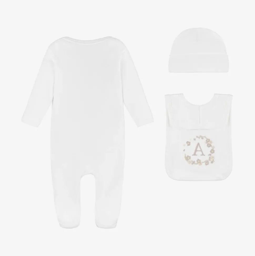 White Blossom Personalised Babysuit Gift Set