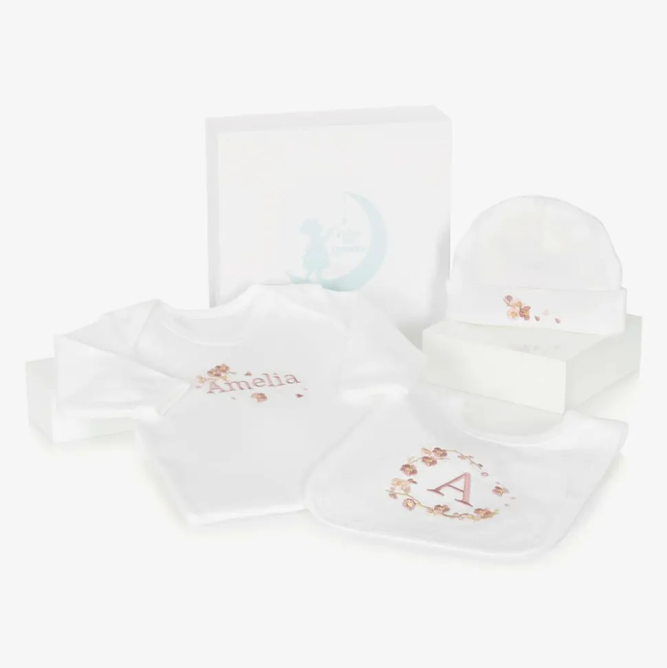 White Blossom Personalised Babysuit Gift Set