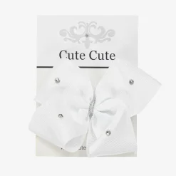 White Bow Hair Clip (10cm)