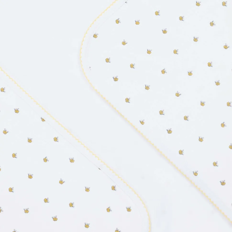 White Buzzing Bees Pima Cotton Blanket (74cm)