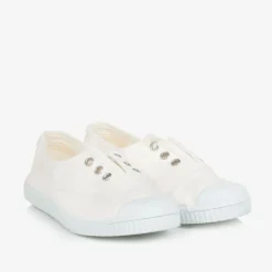 White Canvas Slip-On Trainers