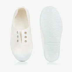 White Canvas Slip-On Trainers
