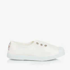 White Canvas Slip-On Trainers