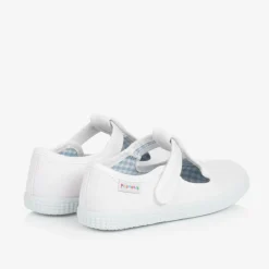White Canvas T-Bar Shoes