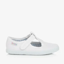 White Canvas T-Bar Shoes
