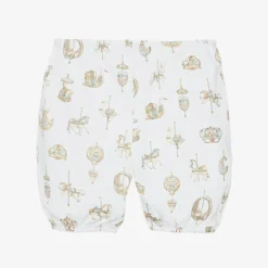 White Carousel Print Cotton Bloomer Shorts
