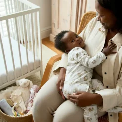 White Carousel Print Cotton Babygrow