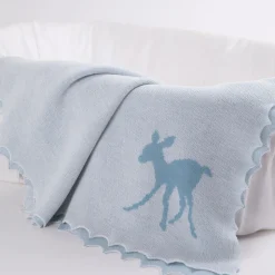 White Cotton & Blue Wool Baby Gift Set